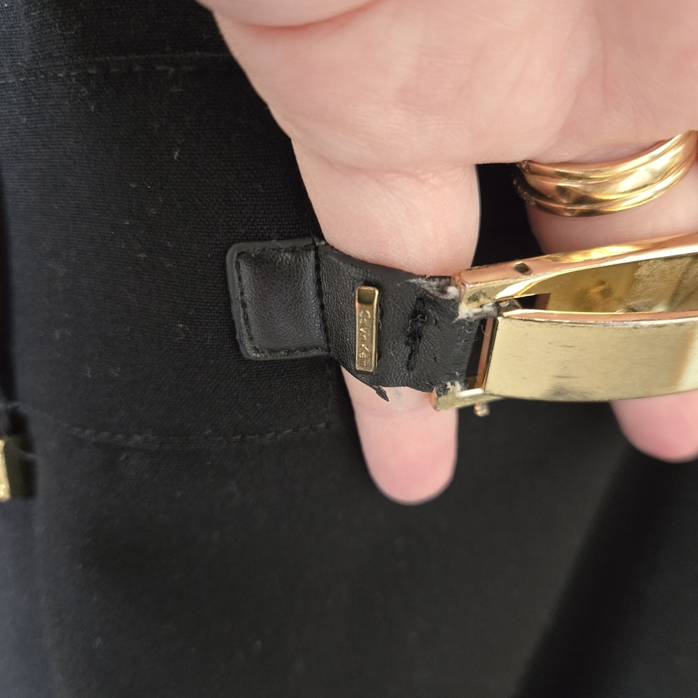 Calvin Klein Black Knee Length Dress with Gold Buckle Detail 14W - Picture 5 of 10
